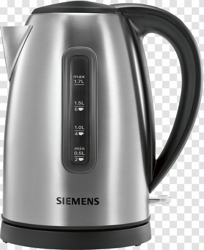 Siemens 1.7 Liter Electric Kettle - Bosch Twk - TW7902GB, Black & Silver KettleSteel Teapot Transparent PNG