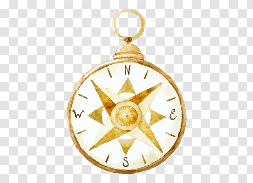 Watercolor Painting Drawing Royalty-free Compass - Gold Transparent PNG