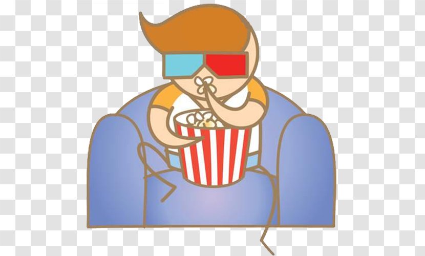 Popcorn Cinema Cartoon 3D Film - Watercolor - To Watch The Movie Transparent PNG