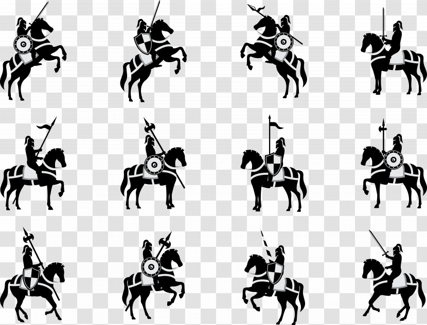 Horse Black-and-white Animal Figure Recreation Silhouette Transparent PNG