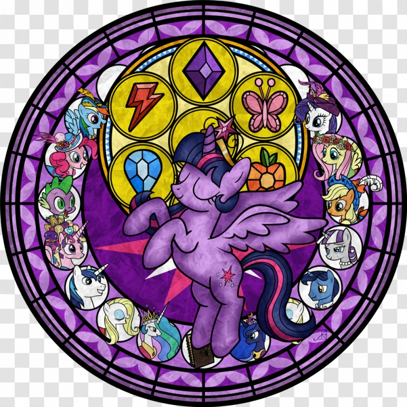 Twilight Sparkle Window Princess Luna Stained Glass Sunset Shimmer - Spike Transparent PNG