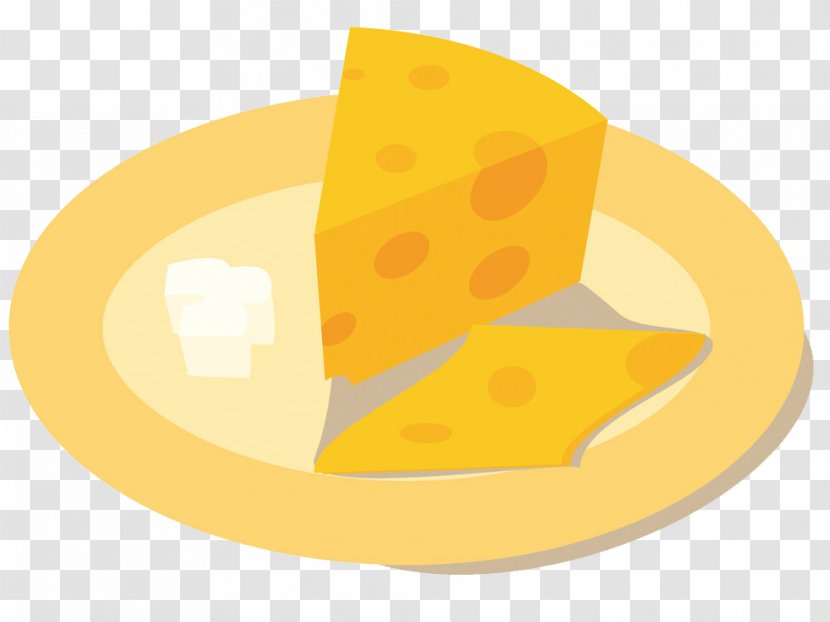 Milk Cheese Cartoon - On A Plate Transparent PNG