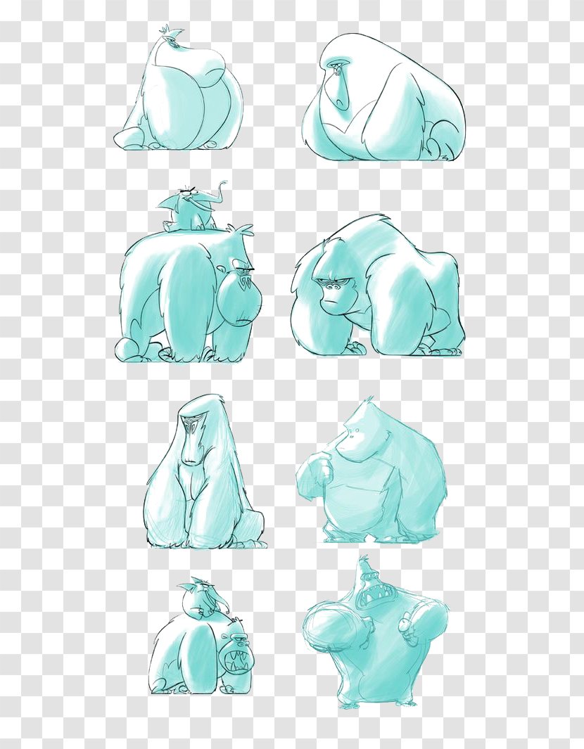 Model Sheet Character Drawing Illustration - Concept - Cartoon Gorilla Transparent PNG