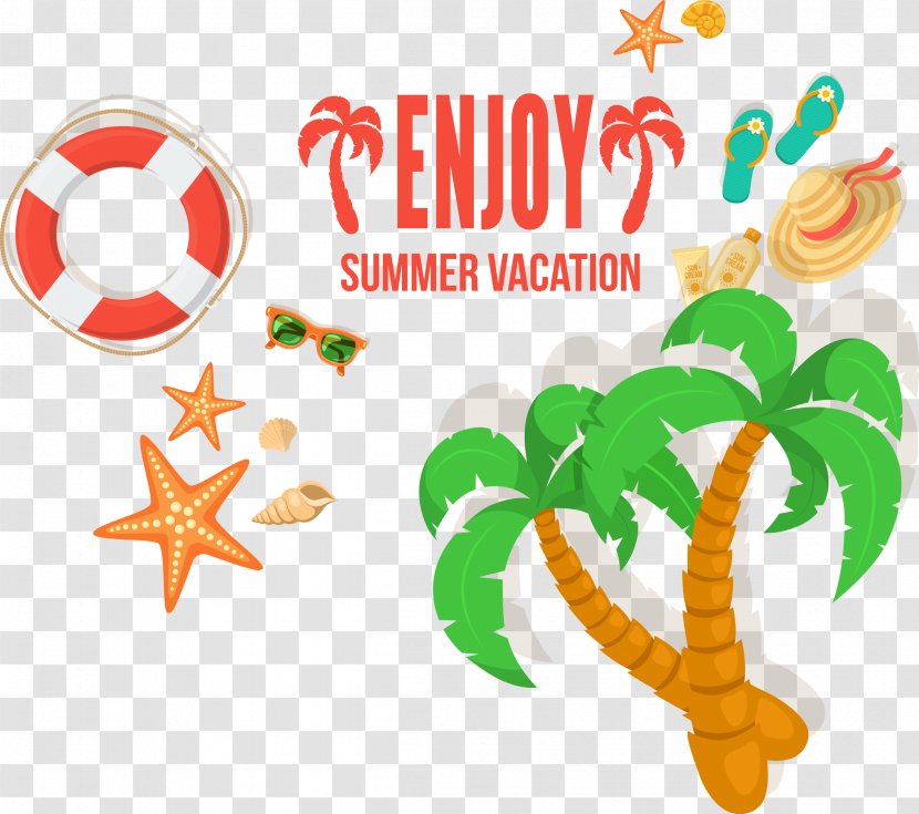 Vacation Beach Summer Travel - Text - Vector Coconut Trees Transparent PNG