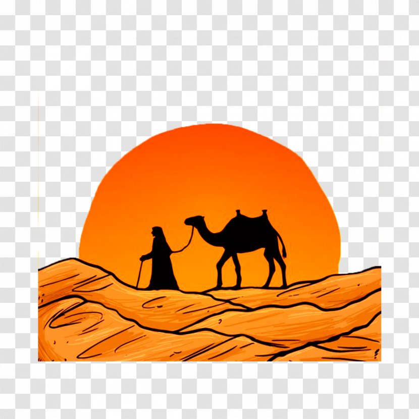 Camel Desert Drawing Oasis - Silhouette With Hand-painted Transparent PNG