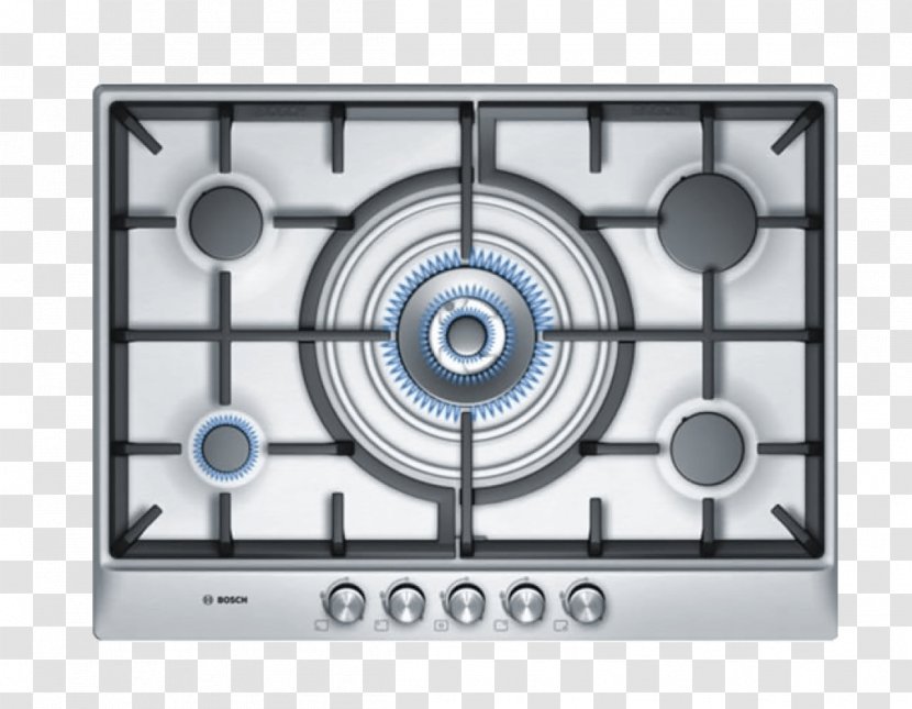 Bosch Gas Hob Burner Stove Home Appliance - Stainless Steel - Oven Transparent PNG