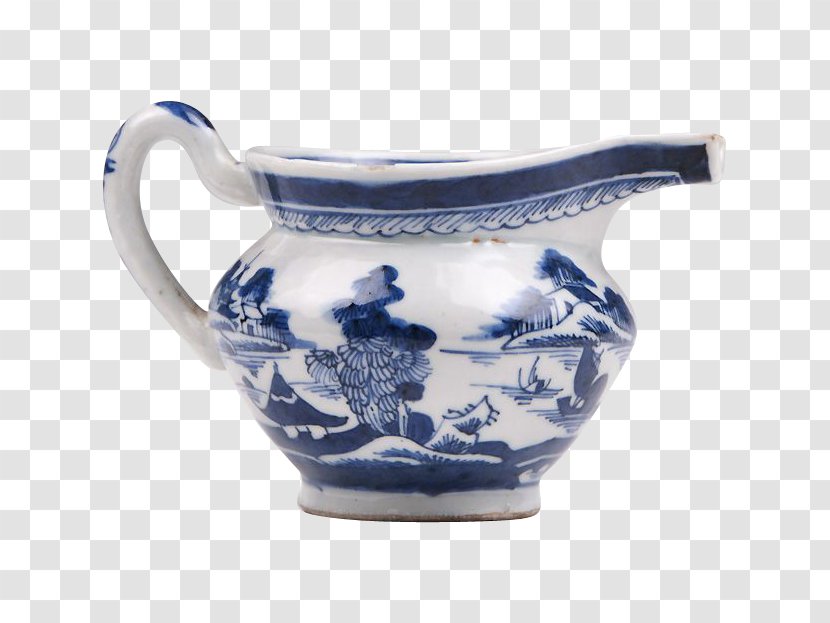 Jug Blue And White Pottery Ceramic Pitcher - Mug Transparent PNG
