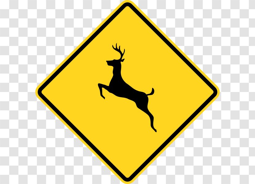 Warning Sign White-tailed Deer Traffic - Highway Transparent PNG