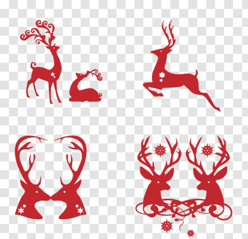 Template Christmas And Holiday Season Card - Fictional Character - Elements Deer Silhouette Painted Transparent PNG