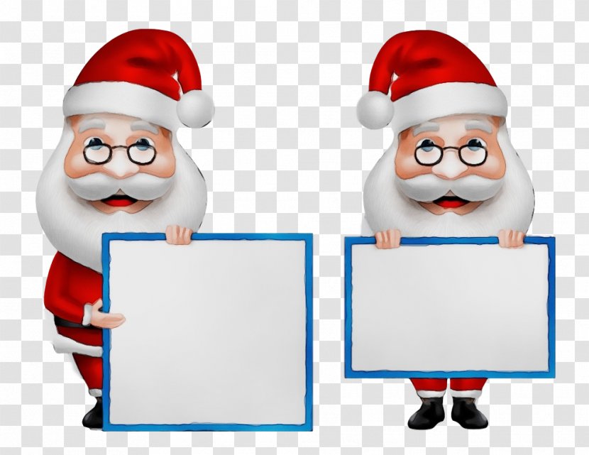 Santa Claus - Watercolor - Glasses Smile Transparent PNG