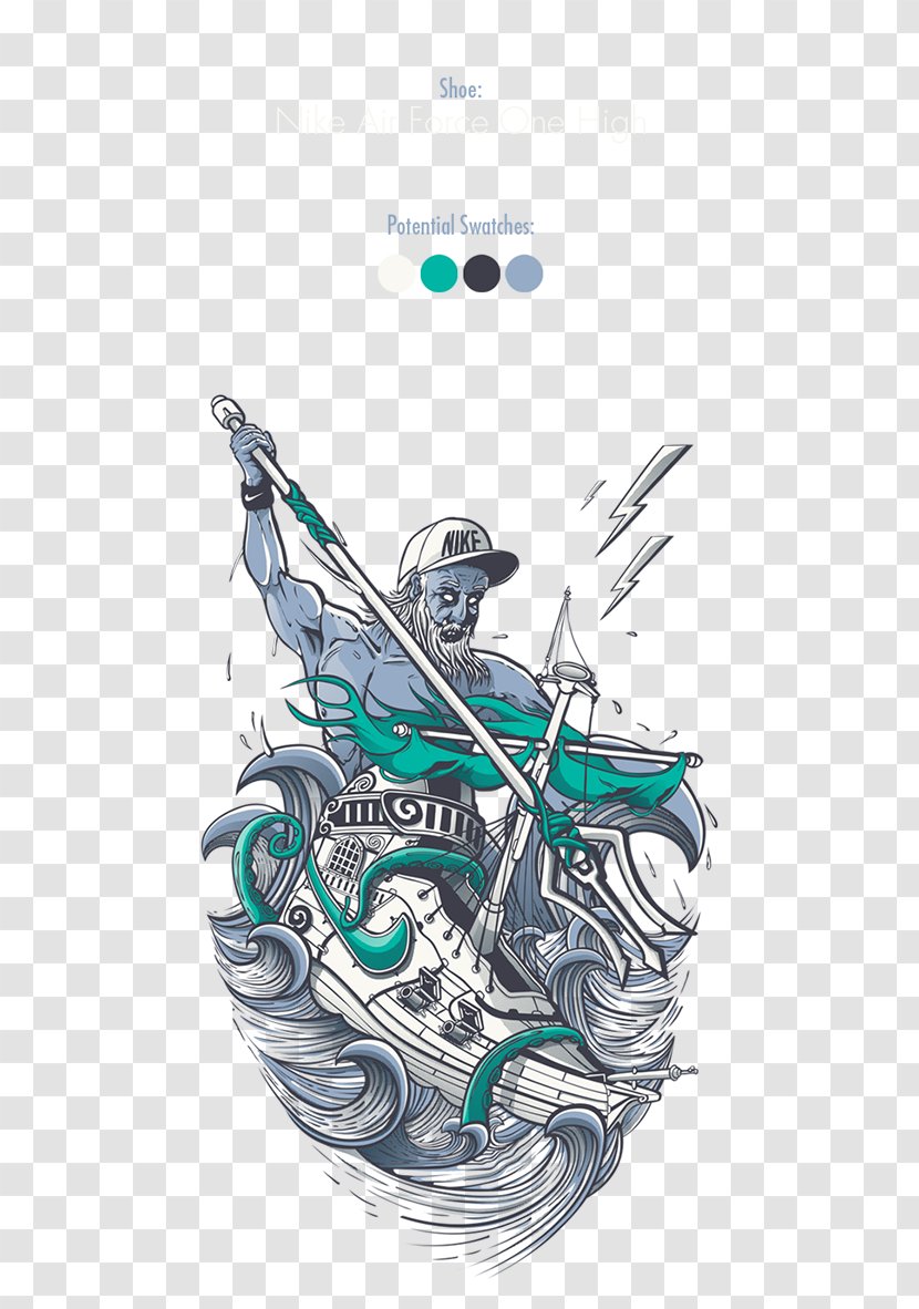 Illustration Graphic Design Sneakers Poseidon - Tshirt - Birmingham Transparent PNG