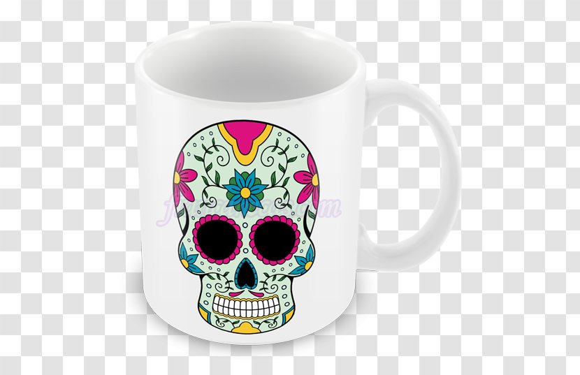 Calavera Mexico Day Of The Dead Drawing - Drinkware - Caveira Mexicana Transparent PNG