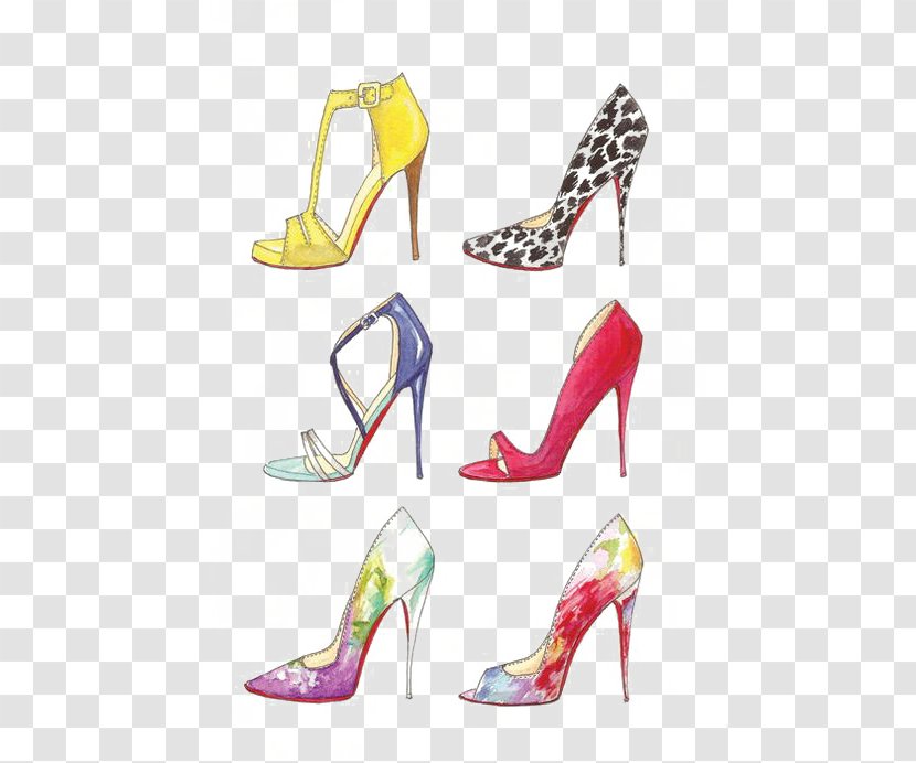 Drawing Shoe Fashion Illustration High-heeled Footwear - Art - Cartoon Heels Transparent PNG