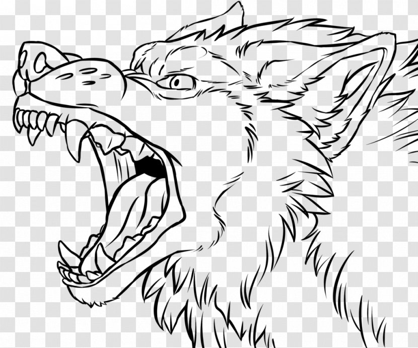 Line Art Gray Wolf Snarl Drawing Growling - Bear - Lineart Transparent PNG