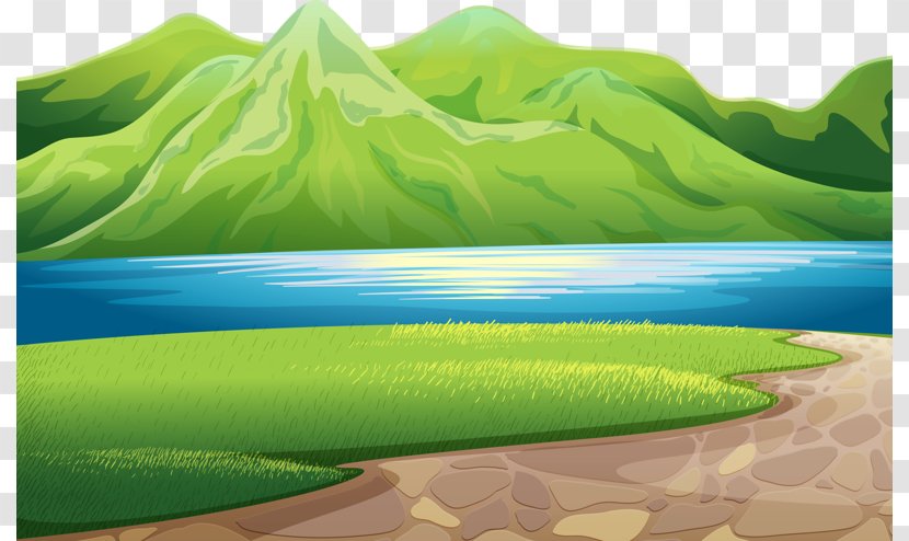 Green Mountains Mountain Lake Illustration - Water Transparent PNG