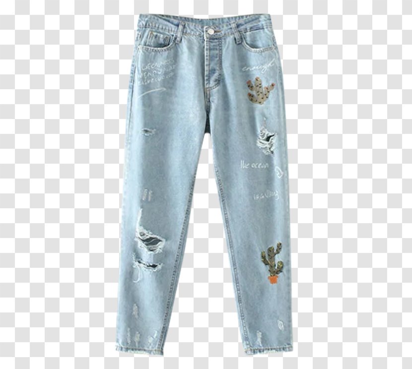 Mom Jeans Slim-fit Pants Denim - Ripped Transparent PNG