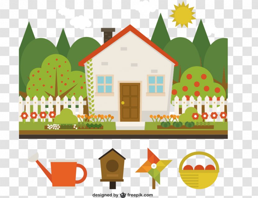 House Buyer Home Real Estate Maid Service - Woodpecker - Cartoon With A Garden Vector Material Downloaded, Transparent PNG
