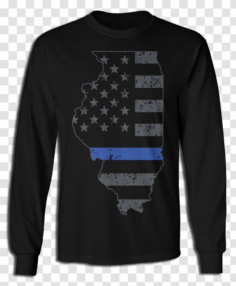 Long-sleeved T-shirt Hoodie - Outerwear - Thin Blue Line Transparent PNG