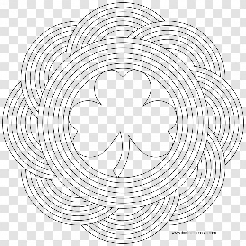 Coloring Book Mandala Shamrock Line Art - Symmetry - Clover Transparent PNG