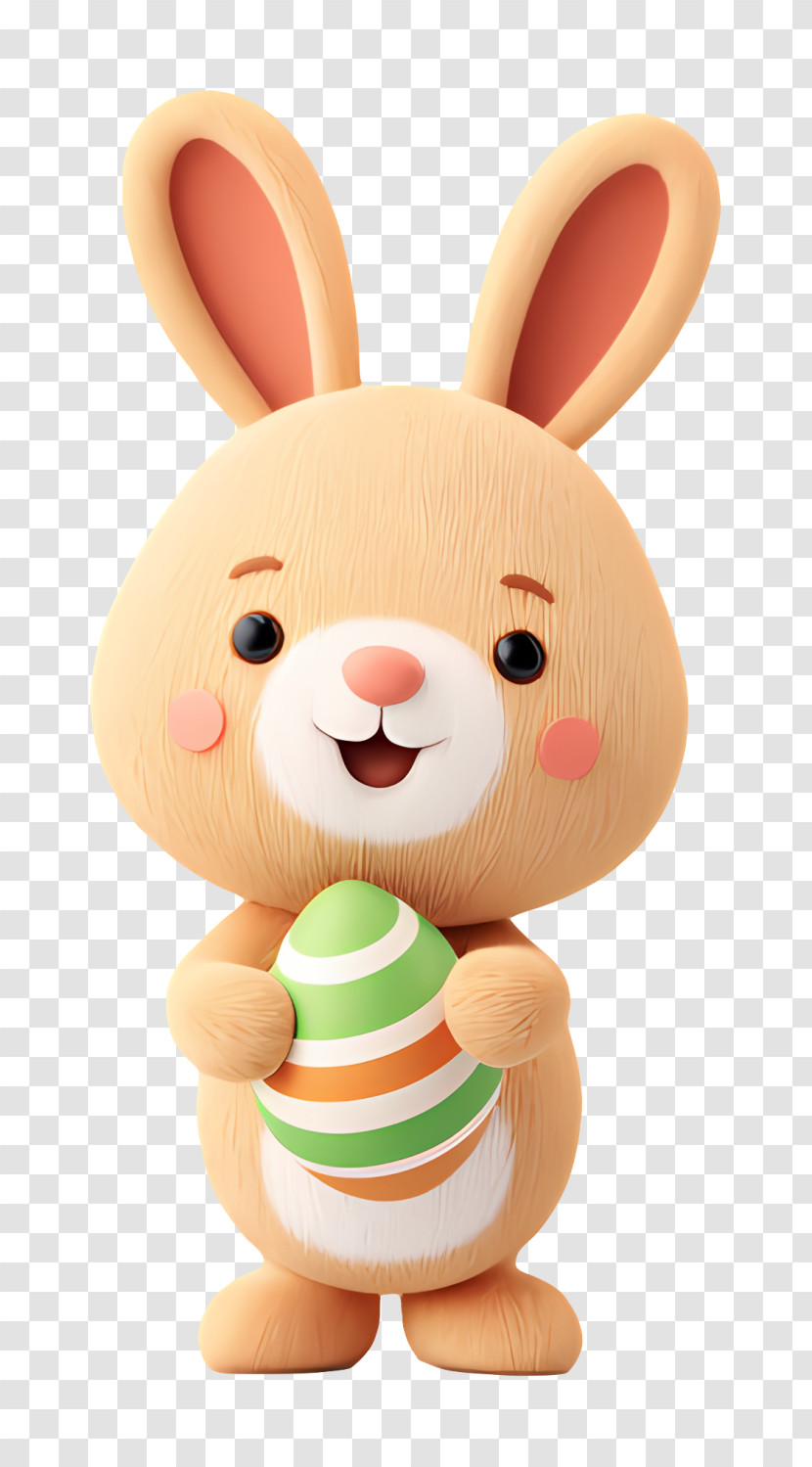 3D Bunny Holding Easter Egg Transparent PNG