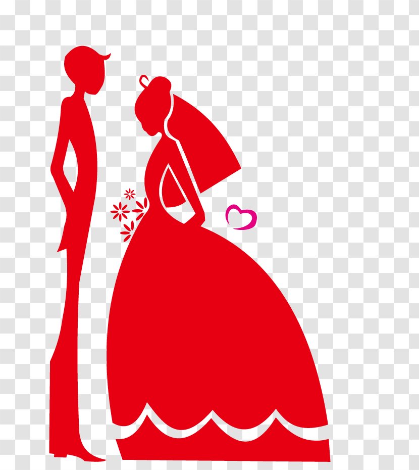Red Wedding Dress Silhouette Vector - Bride Transparent PNG