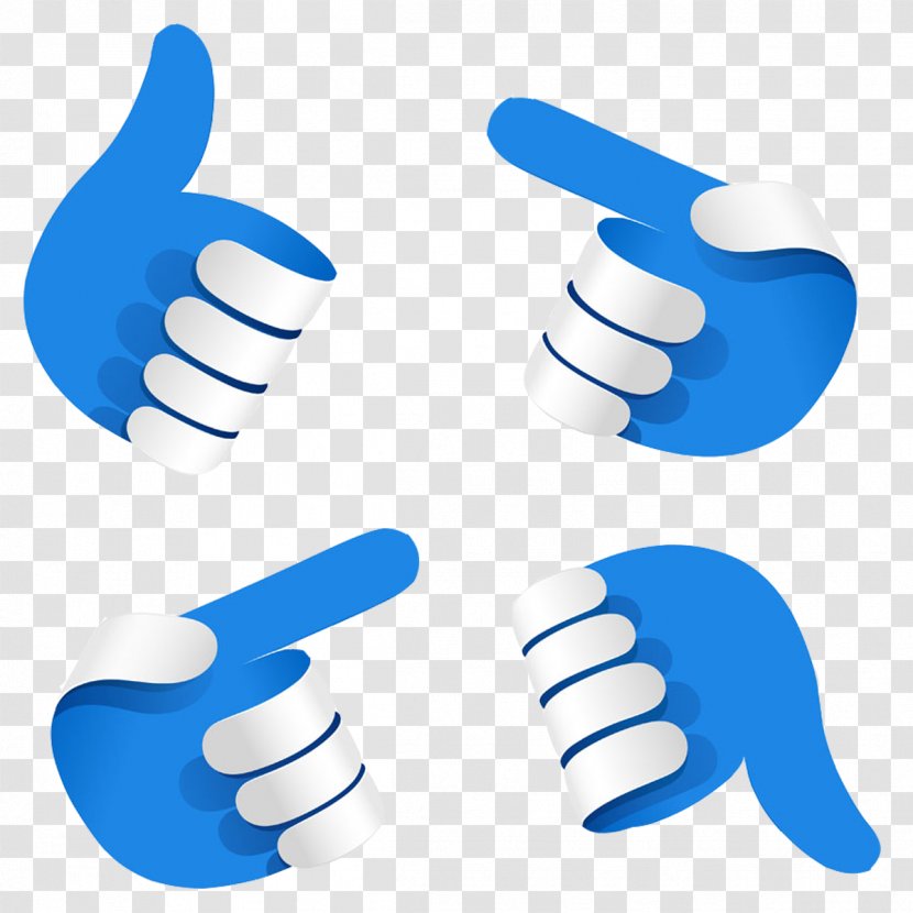 Paper Euclidean Vector Illustration - Thumb - Blue Direction Finger Transparent PNG