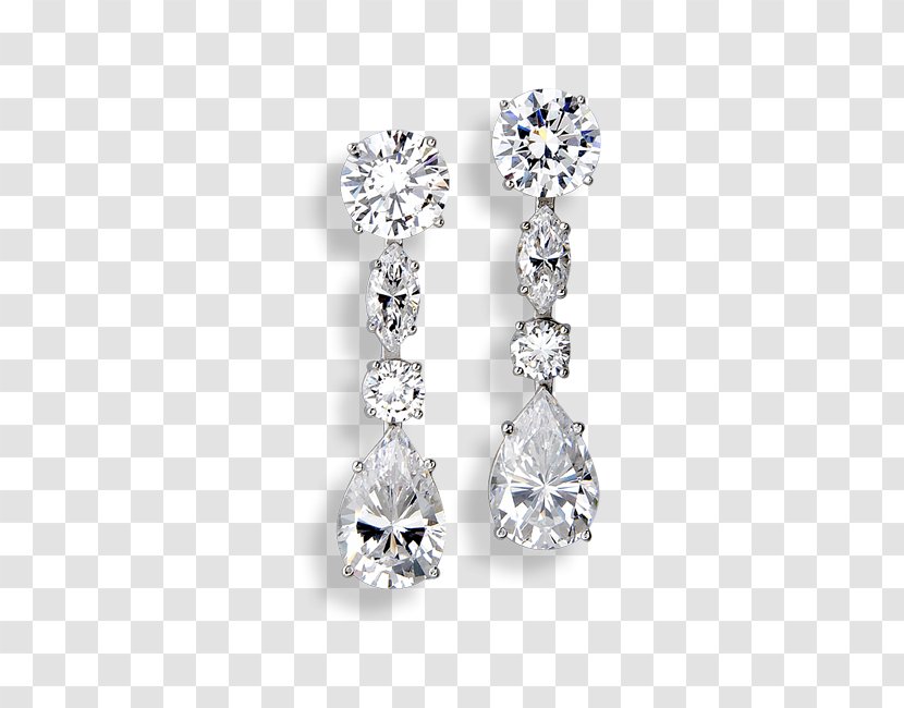 Earring Silver Bling-bling Body Jewellery - Crystal - Cubic Zirconia Transparent PNG