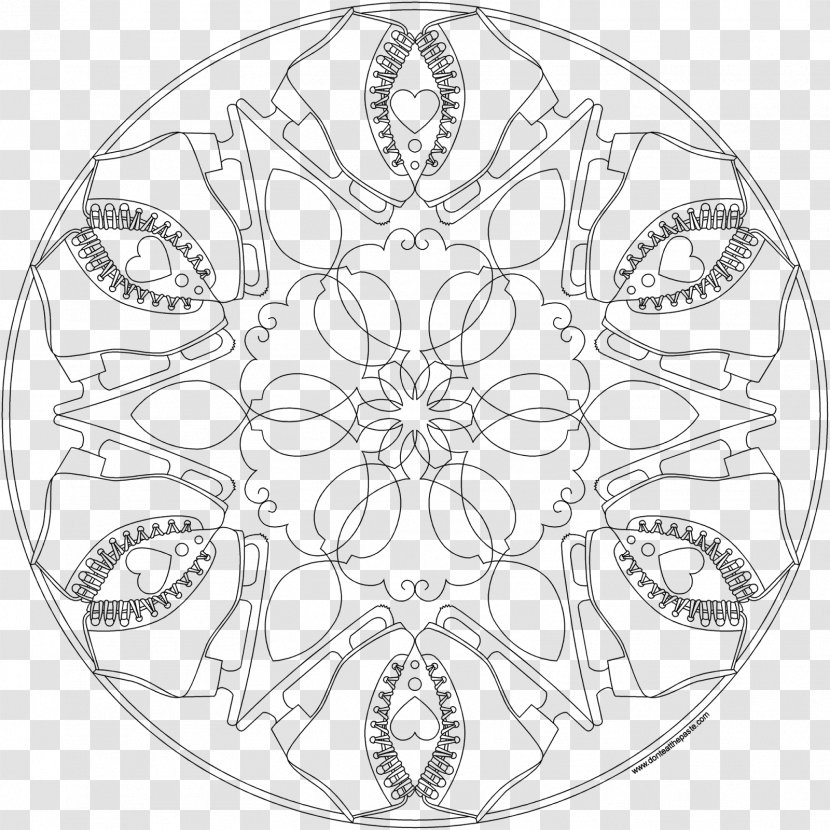 Coloring Book Line Art - Black And White - Hollow Mandala Transparent PNG