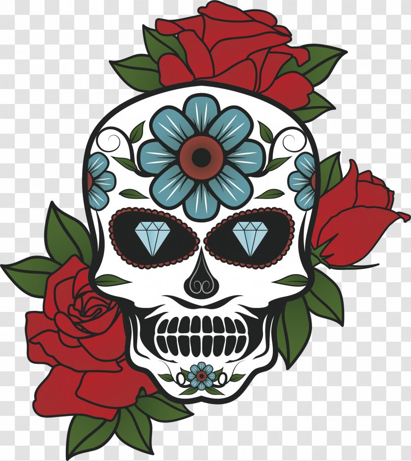 Floral Design Tattoo Flower Euclidean Vector - Cut Flowers - Skeleton Rose Transparent PNG