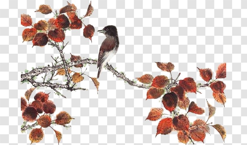 Paper Chinese Painting Twig Branch - Work Of Art - Bird Branches Transparent PNG