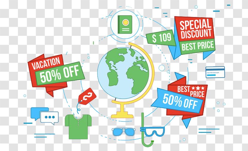Travel Flat Design Illustration - Global Discount Clothing Transparent PNG