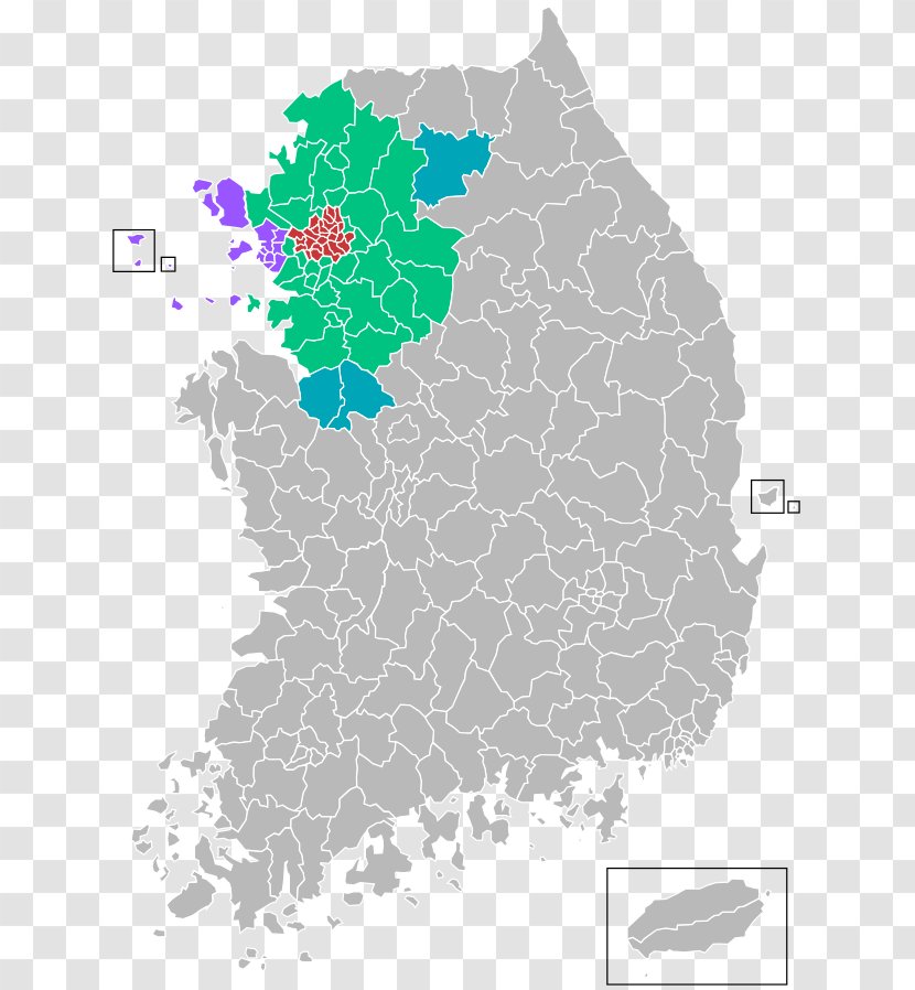 Seoul Capital Area Kangwon Province Busan Gwangju - Provinces Of South Korea - Map Transparent PNG