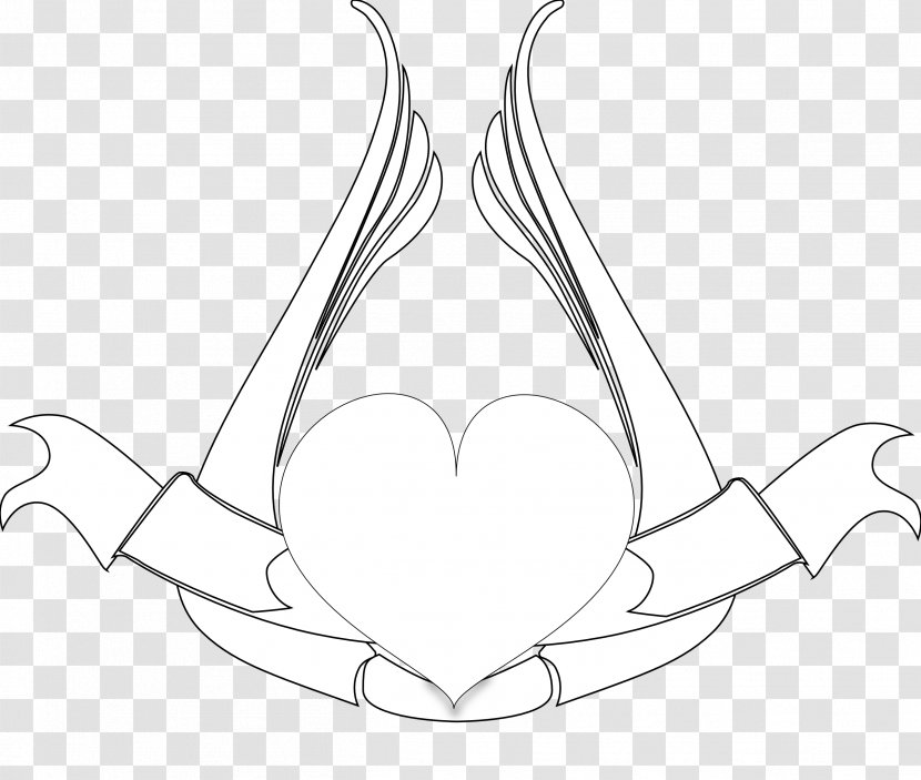 Line Art Drawing Clip - Cartoon - Heart Wing Transparent PNG