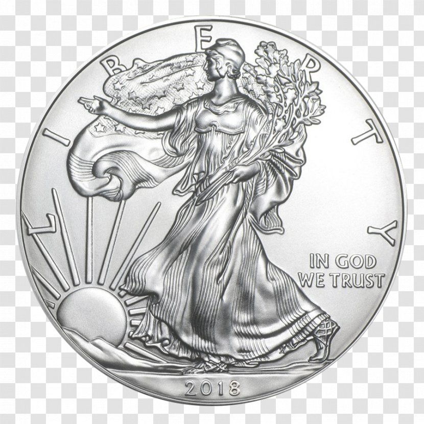 American Silver Eagle Bullion Coin United States Mint - Monochrome - 5 Dime Transparent PNG