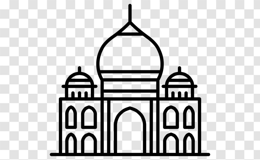 Taj Mahal Monument Clip Art - Black And White Transparent PNG