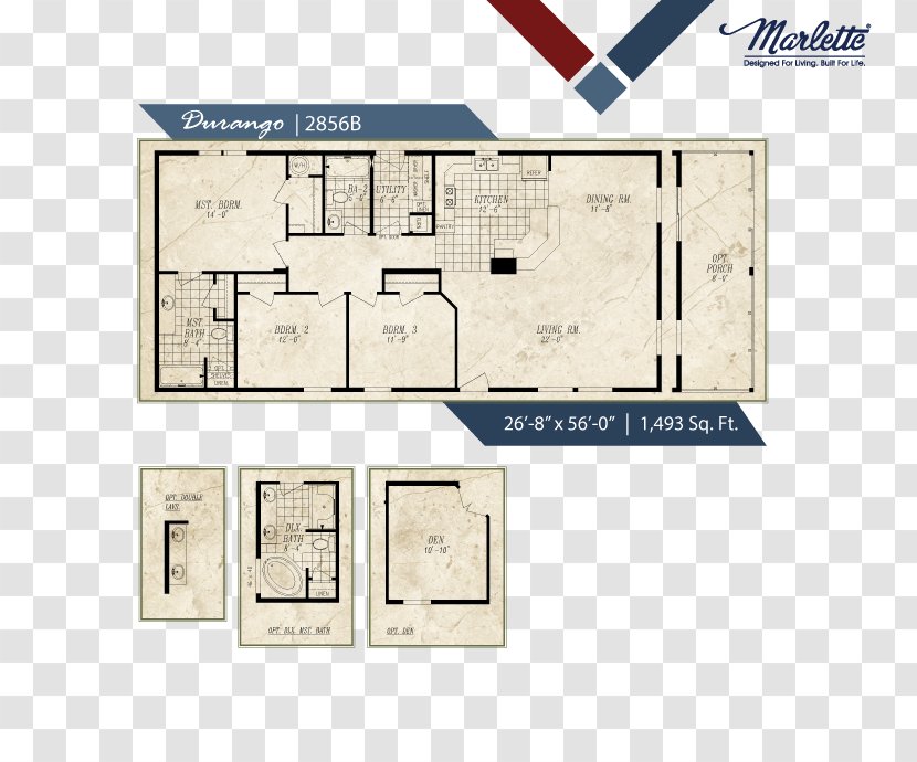 Floor Plan Marlette Oregon House Mobile Home - Area - Mountain Stream Transparent PNG