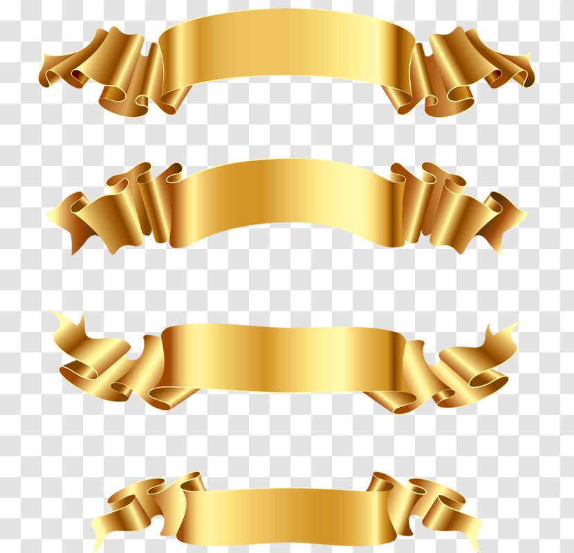 Banner Gold Clip Art - Metal - Golden Ribbon Transparent PNG