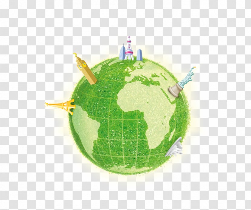 Earth Day Globe Illustration - Poster - Green Transparent PNG