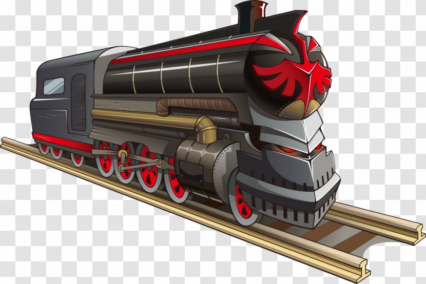 Train Rail Transport Steam Locomotive Track - Vector Transparent PNG