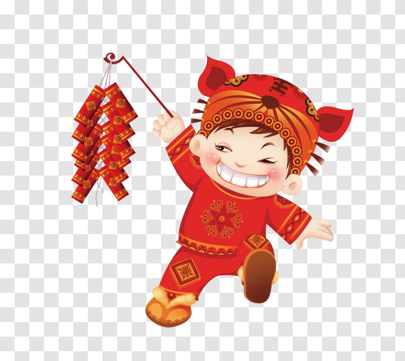 Chinese New Year Firecracker Child Tangyuan Years Day - Food - Children Set Off Firecrackers Transparent PNG