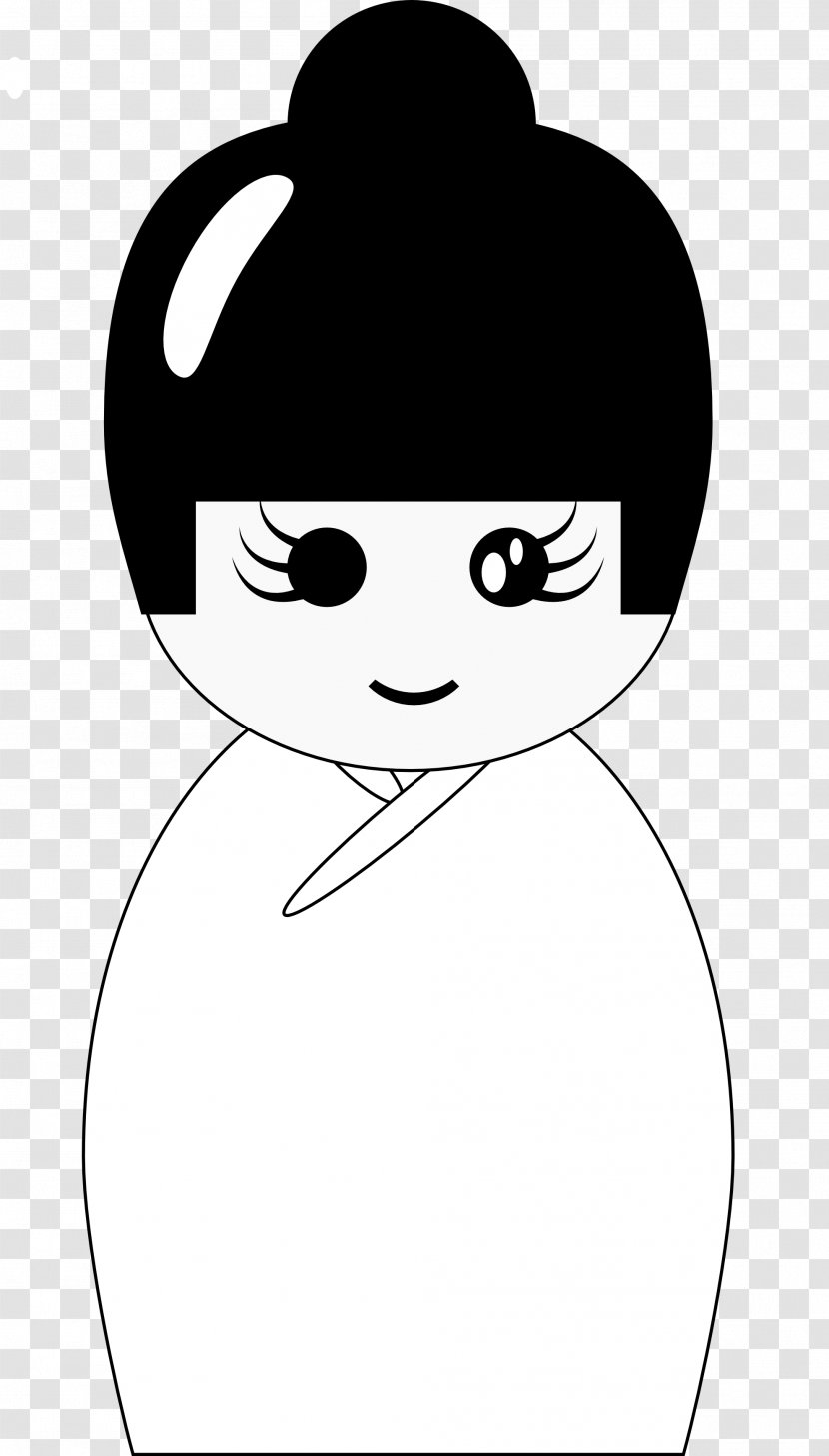 Black And White Japan Doll Drawing Clip Art - Frame Transparent PNG