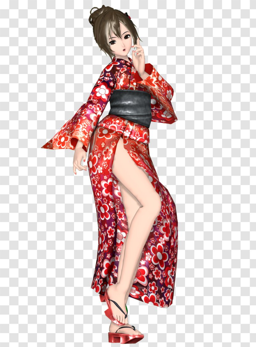 Kimono Meiko Yukata MikuMikuDance Model - Watercolor Transparent PNG