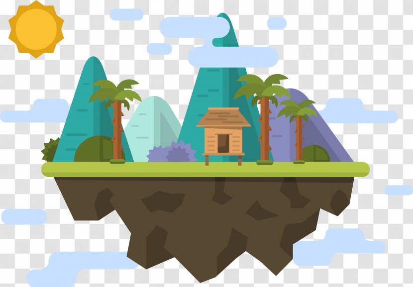 Download Illustration - Flat Design - Mountain Village Vector Transparent PNG