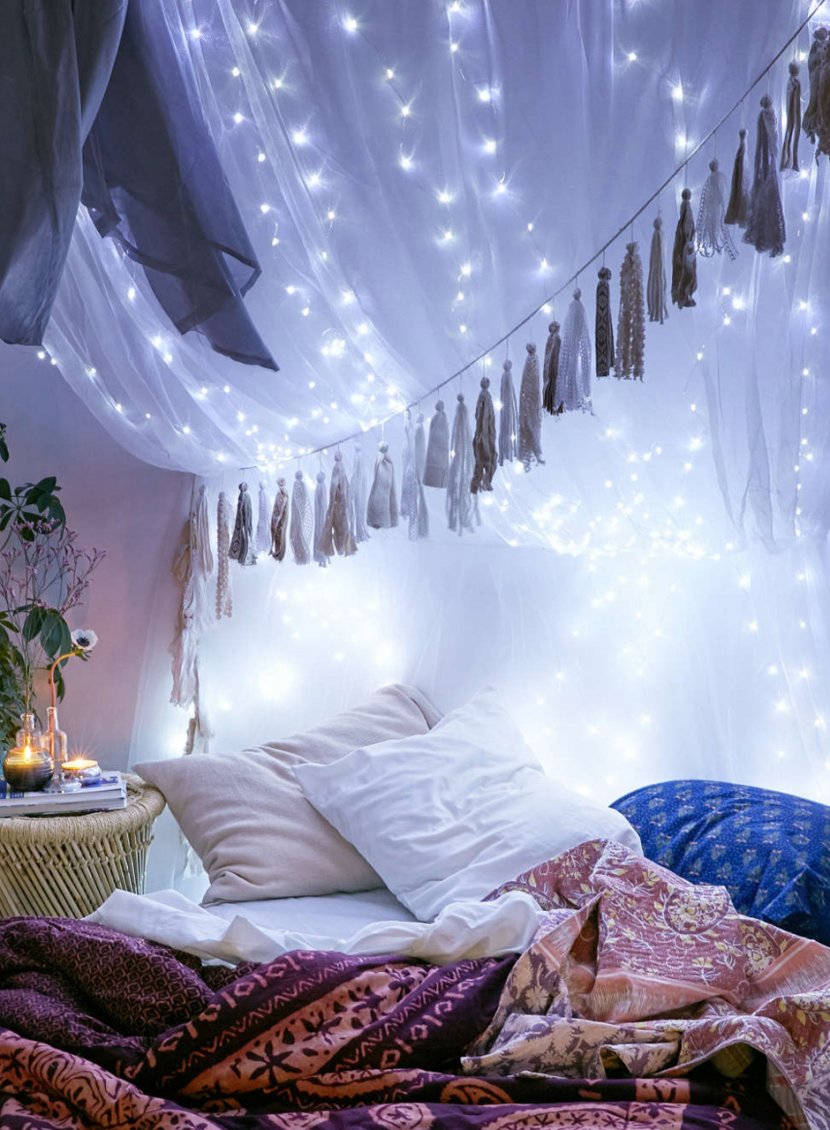 Lighting Bedside Tables Bedroom Christmas Lights - Bohochic - String Transparent PNG