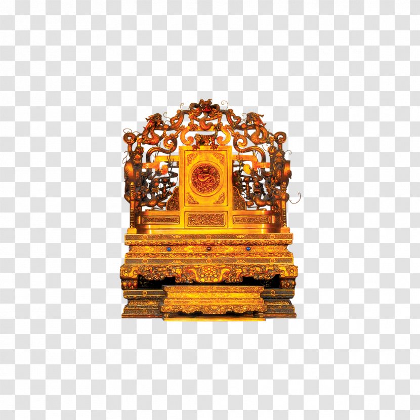 Forbidden City Emperor Of China Qing Dynasty Throne - Seat - Yellow Material Transparent PNG