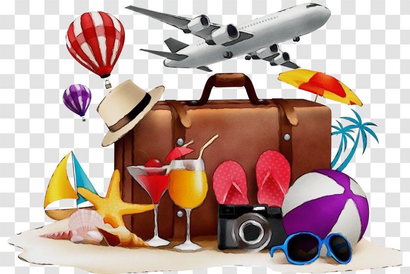 Clip Art Vehicle Airplane Air Travel Suitcase - Paint Transparent PNG