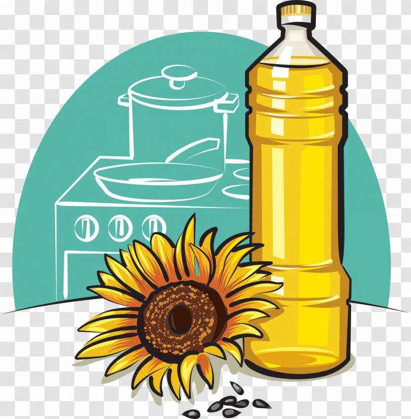 Vegetable Oil Cooking Bottle Clip Art - Sunflower Illustration Transparent PNG