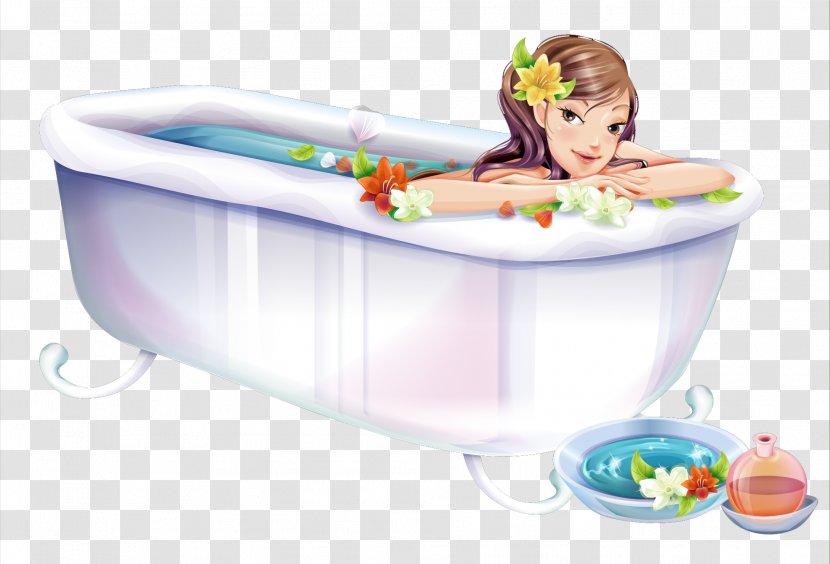 Bathtub Drawing - Frame - Girls Bathing Transparent PNG