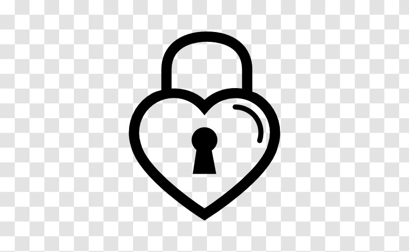 Heart Lock Clip Art - Black And White Transparent PNG