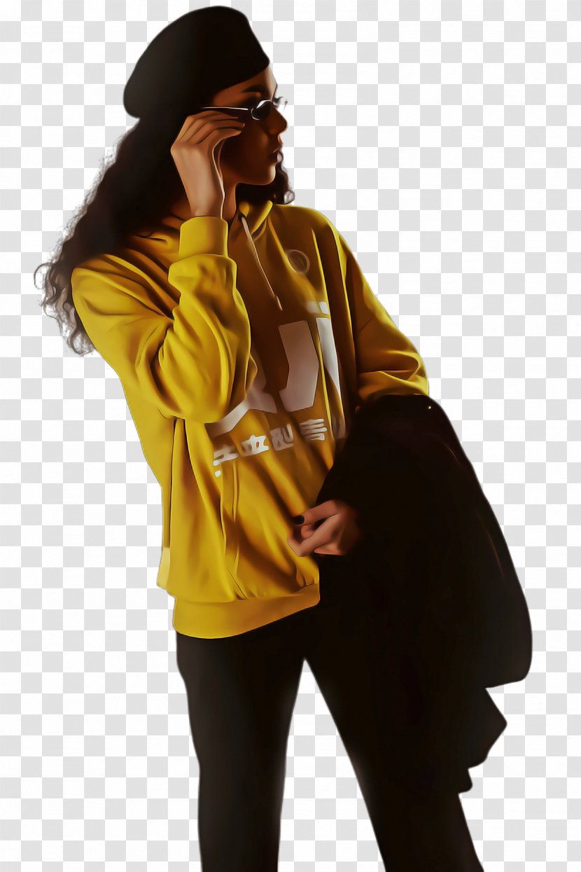 Yellow Clothing Outerwear Hood Sleeve - Jacket - Hoodie Costume Transparent PNG